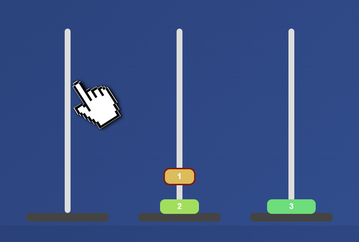 Przykład ruchów w Wieżach Hanoi